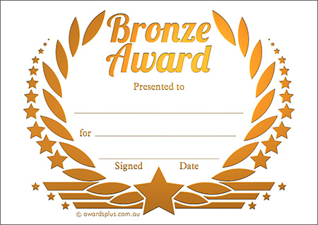 Certificates :: A7 Size :: Bronze Award Wreath - Metallic Generic A7