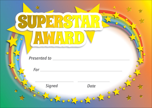 Certificates A6 Size Universal (nonpersonalised) A6 Superstar