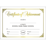 Certificate of Achievement Landscape A5