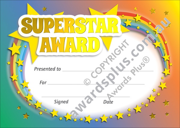 Certificates :: A6 Size :: Universal (non-personalised) A6 :: Superstar ...